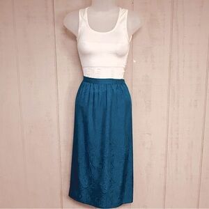 Vintage Silk Midi Skirt‎ Womens Size 16 (Small) Zip Pleats Paisley Whimsigoth